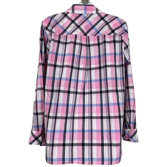 Talbots Plus Womens 100% Cotton Pink Plaid Long Sleeve Button Up Shirt X / 0X - Picture 14 of 16
